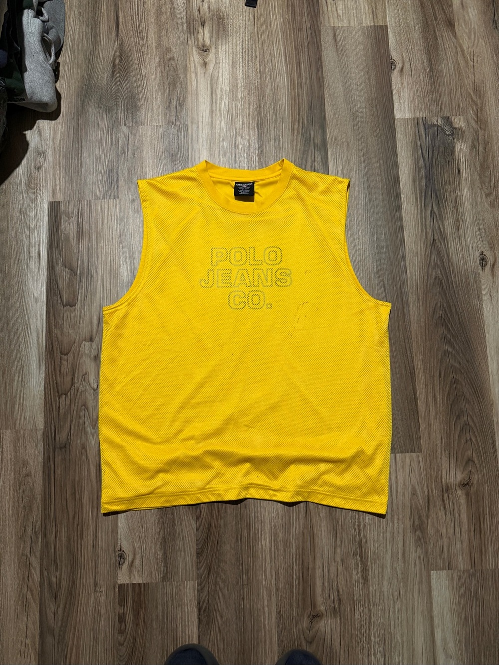 Vintage 90’s Polo Jeans Co. Ralph Lauren Yellow Mesh Tank Top • Size L